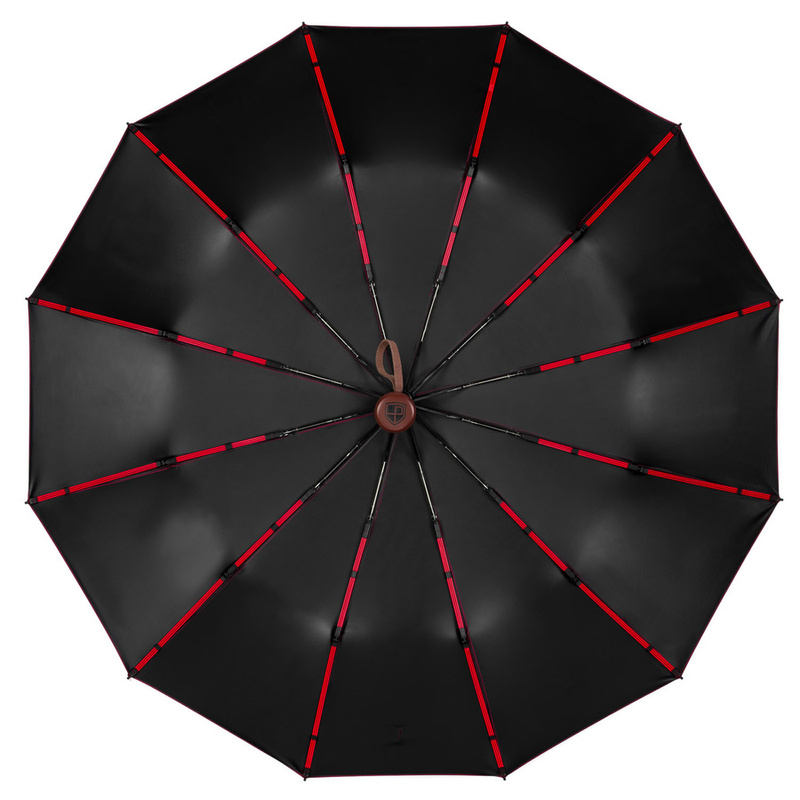 Duży, elegancki i składany parasol w burgundowym kolorze - Peterson