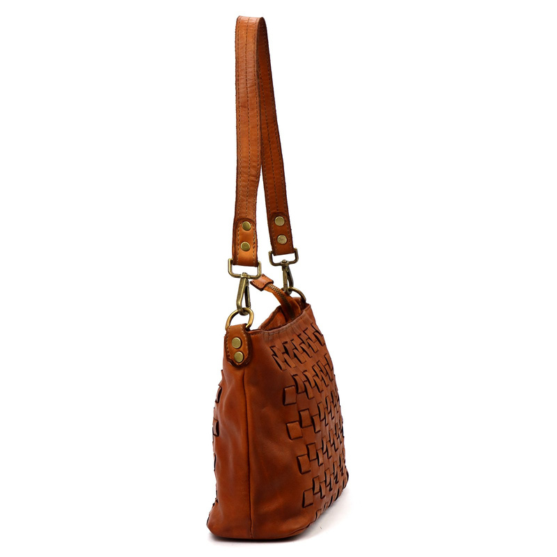 Vera Pelle damska listonoszka pleciona torebka przez ramię z kieszeniami