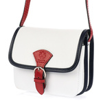 Biała skórzana listonoszka damska mała elegancka wizytowa tommy Beltimore K66