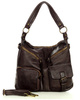 Torebka skórzana na ramię pockets old pelle lavata - MARCO MAZZINI ciemny brąz