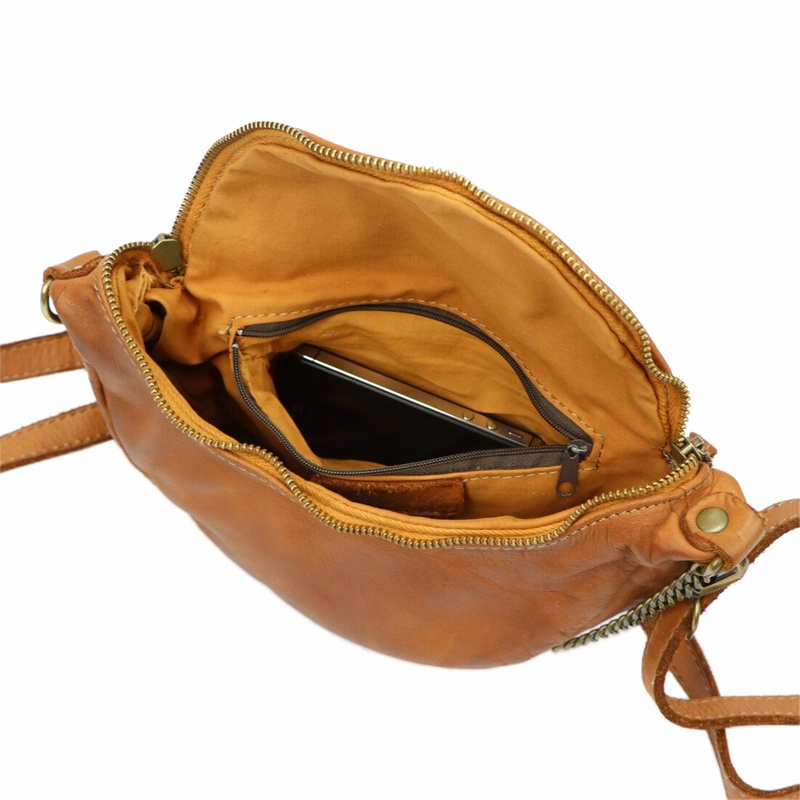 Skórzana Damska listonoszka z łańcuszkiem na ramię i z dopinanym paskiem