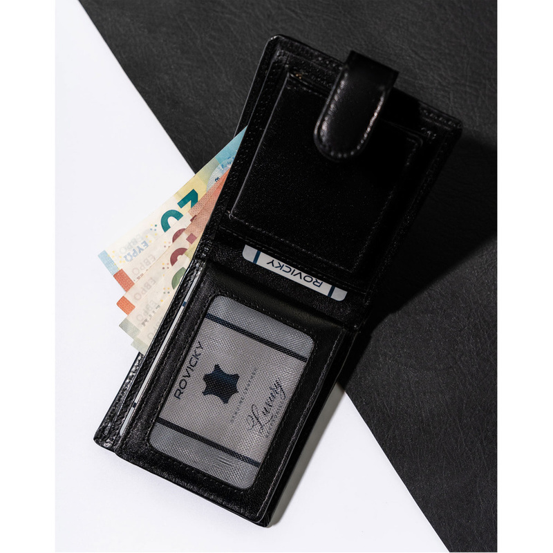 Funkcjonalny portfel męski z kieszonkami na karty i RFID - Rovicky