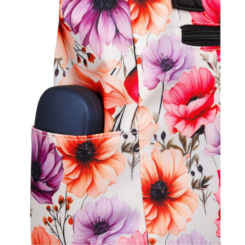 Torba materiałowa shopper w kwiaty z szerokim paskiem - Rovicky