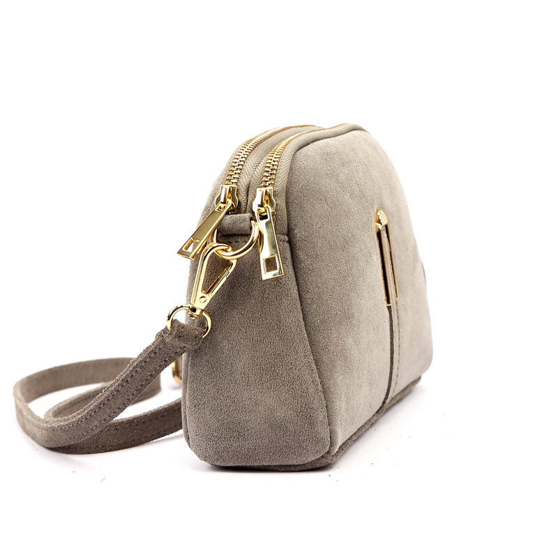 Dwukomorowa damska listonoszka skórzana zamszowa torebka na ramię Luka