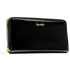 Czarny portfel-piórnik damski z lakierowanej skóry naturalnej wyposażony w system RFID - Rovicky
