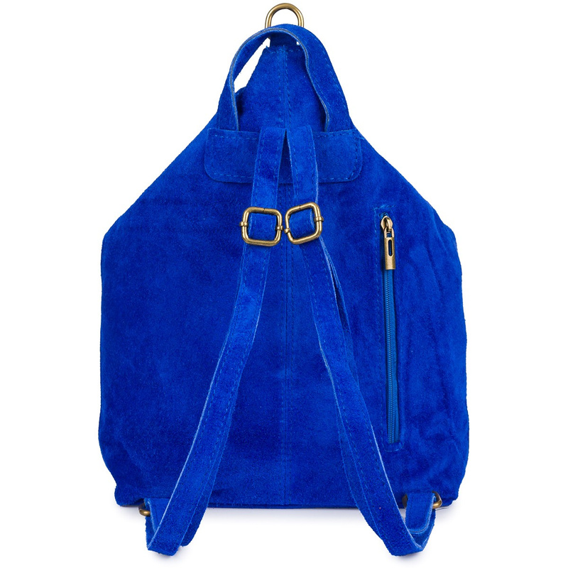 Włoski Stylowy Plecak Damski Skórzany Zamsz A4 chabrowy W14