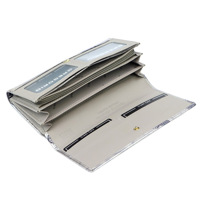 Gregorio damski portfel podłużny skórzana duża portmonetka w motyle