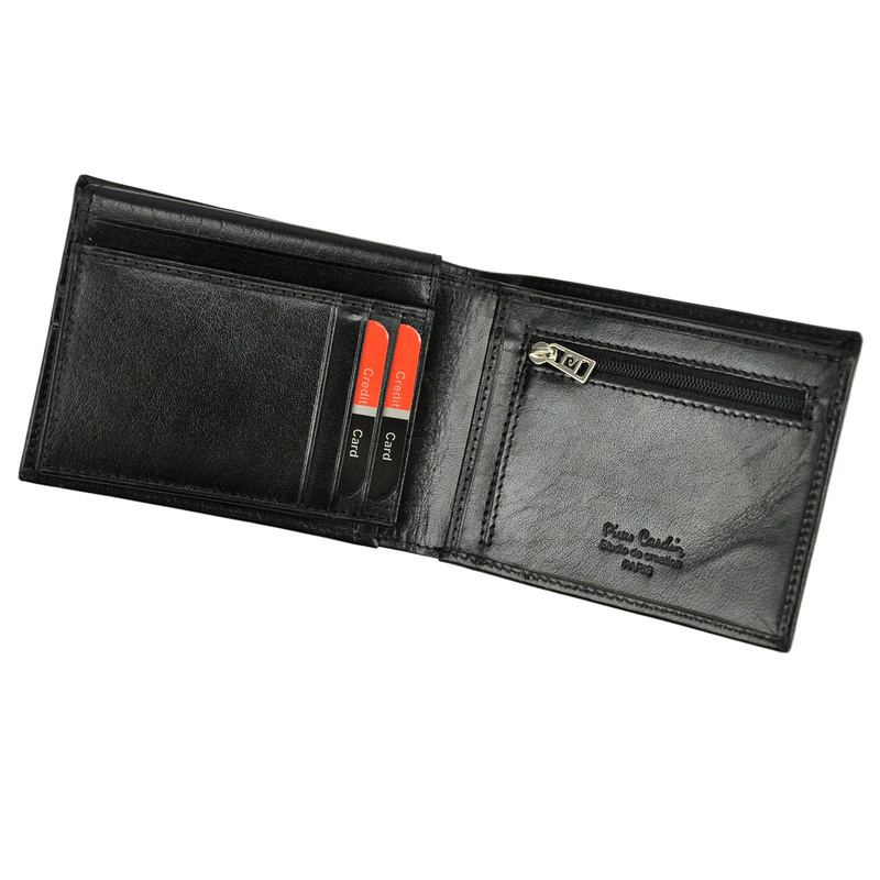 Pierre Cardin męski portfel skóra naturalna poziomy składany RFID