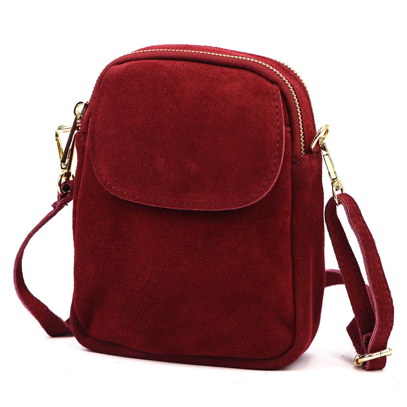 Luka Mała damska dwukomorowa listonoszka skórzana zamszowa przez ramię