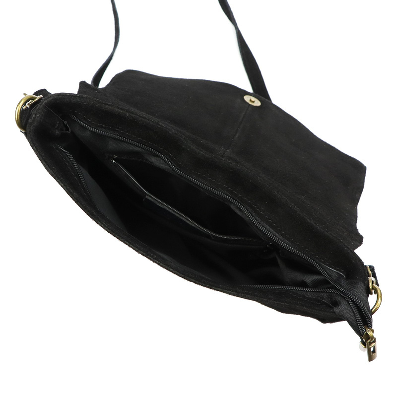 Vera Pelle damska listonoszka skóra naturalna zamsz torebka z kieszeniami