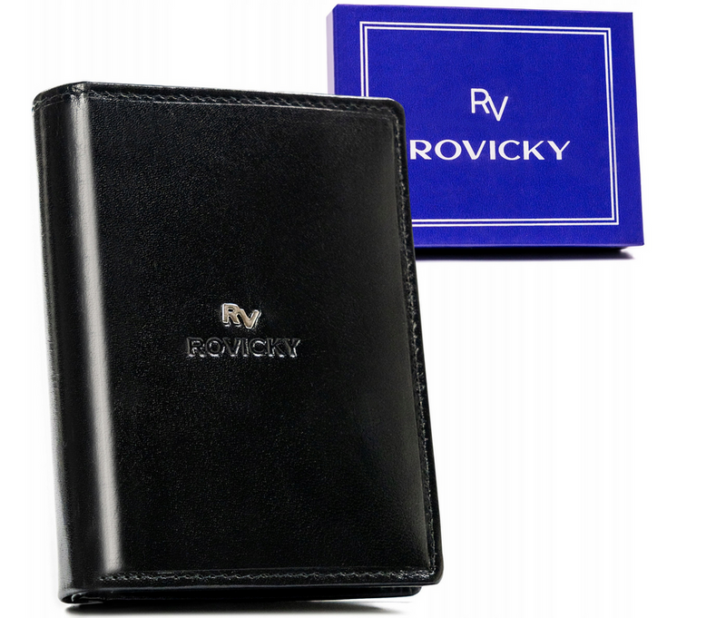 Duży Skórzany portfel męski system RFID Rovicky