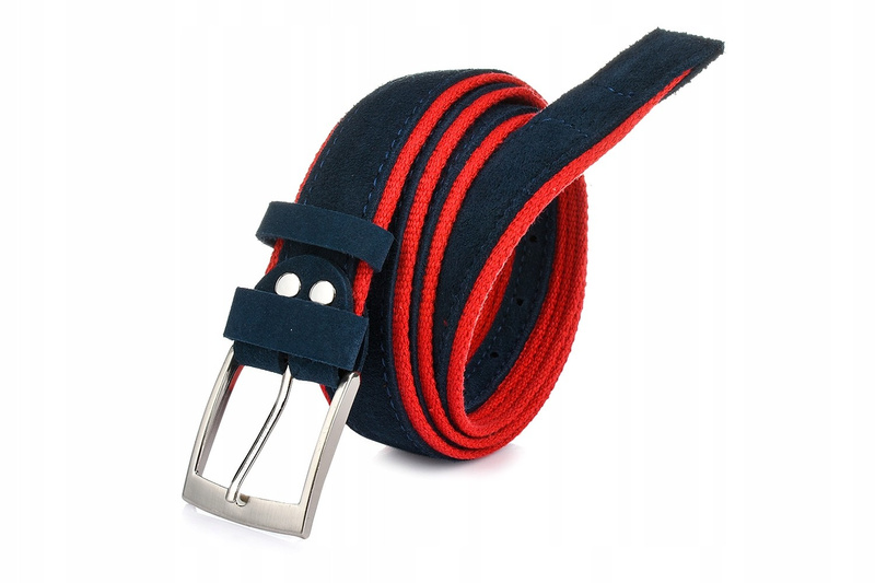 Pasek męski skórzany premium szeroki BELTIMORE A54 : Kolory - czerwony, Rozmiar pasków - r.125-140 cm