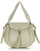 Marco Mazzini Torebka classic saddle bag ze skóry naturalnej na ramie beż taupe