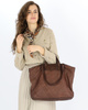 Torba damska pleciona shopper & shoulder leather bag MARCO MAZZINI brąz