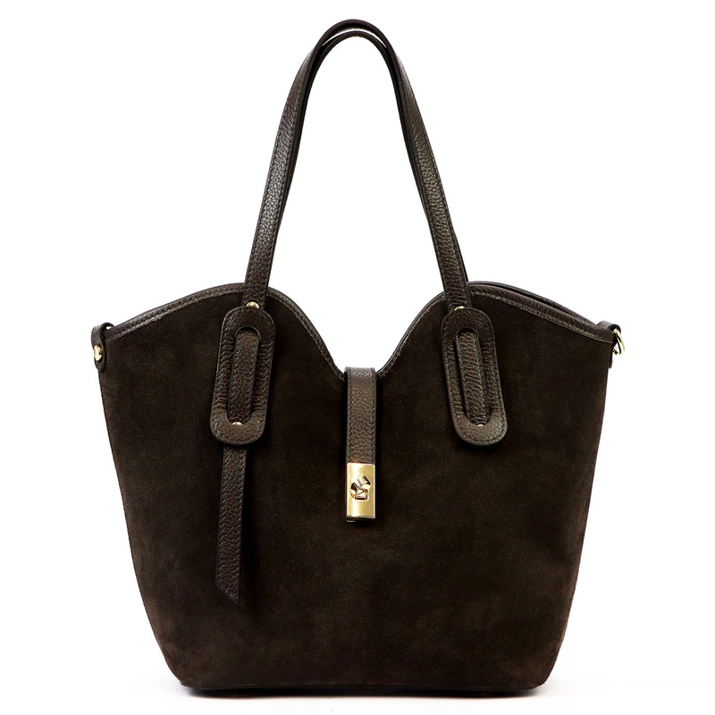 Luka Zamszowa skórzana damska shopperbag na ramię pojemna i stylowa