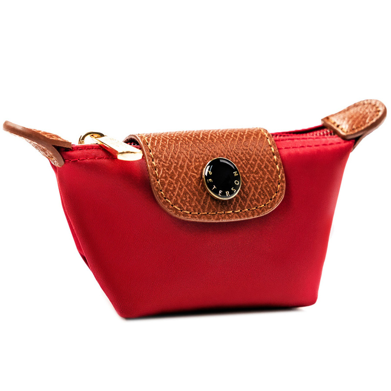 Czerwone etui na klucze wykonane z poliestru i skóry ekologicznej - Peterson