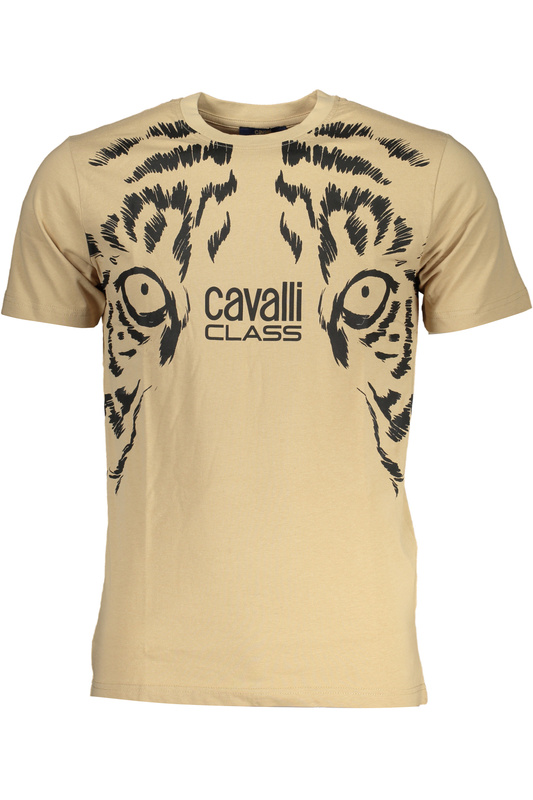 T-SHIRT M�SKI Z KR�TKIM R�KAWEM KLASY CAVALLI BE�OWY