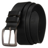 Klasyczny, skórzany, czarny pasek męski z tradycyjną klamrą - Peterson