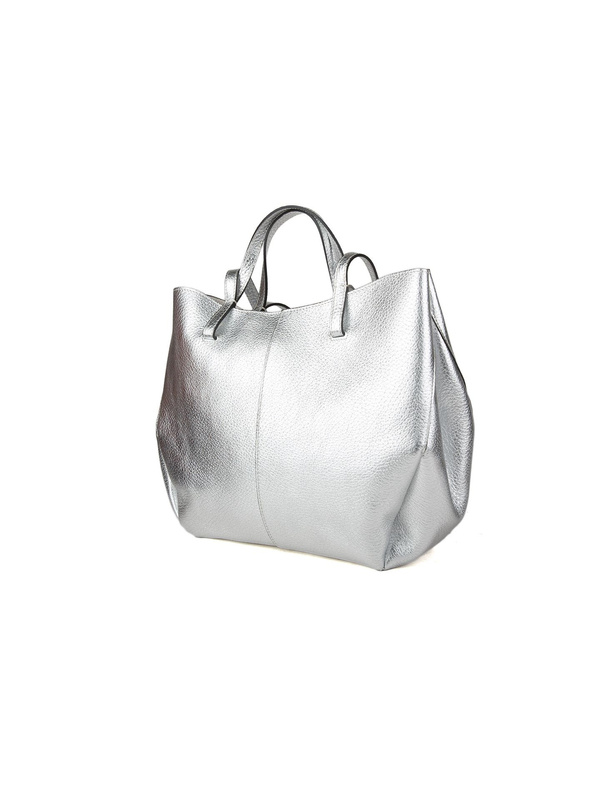 Srebrna shopperka Giulia Monti GM1653 ze skóry bycast