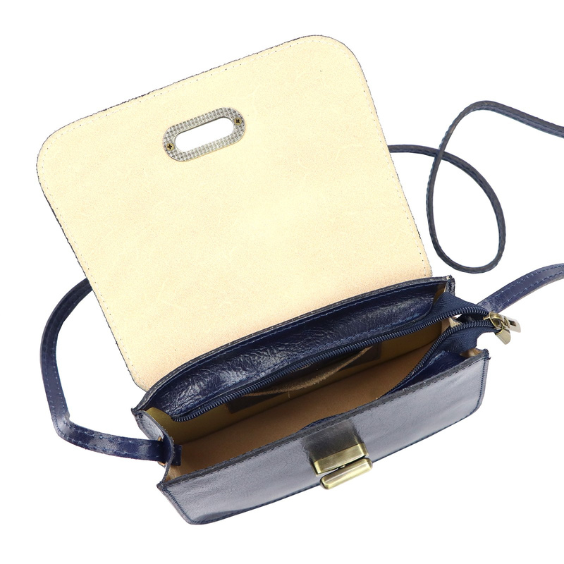 Florence Skórzana elegancka damska listonoszka torebka na ramię z klapą