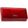 Duży, poziomy, czerwony portfel damski ze skóry naturalnej i ekologicznej zamykany zatrzaskiem - Rovicky