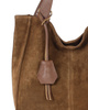 Brązowa torba zamszowa ze skóry typu shopper - MARCO MAZZINI