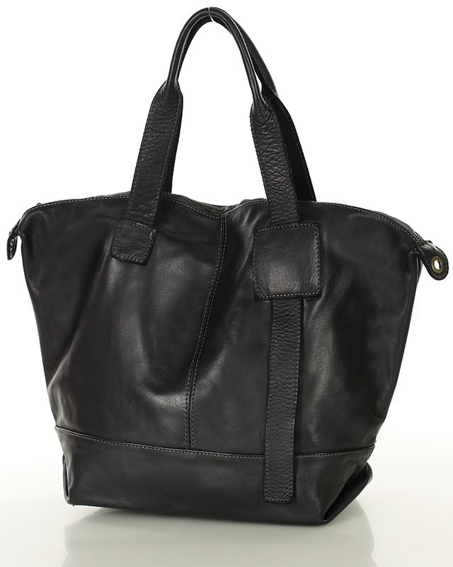 Duża torba shopper czarna A4 z miękkiej włoskiej skóry Marco Mazzini