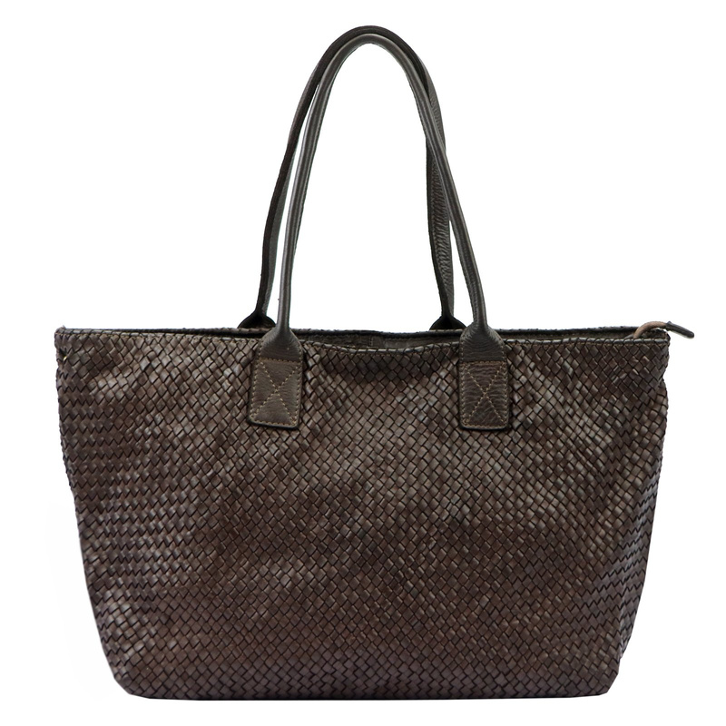 VS Pleciona shopperbag damska Damska torebka na ramię ze skóry naturalnej