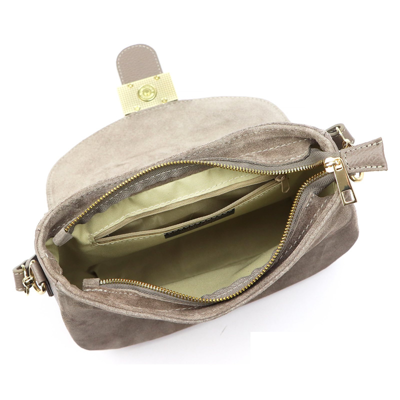 Vera Pelle Damska skórzana listonoszka torebka przez ramię z kieszenią