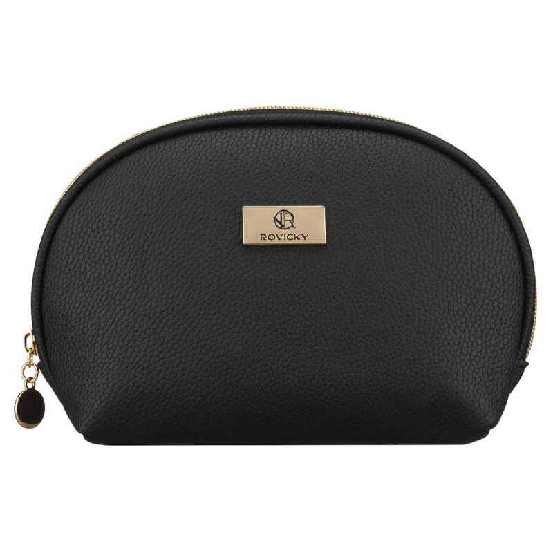 Czarna kosmetyczka ze skóry ekologicznej zamykana suwakiem - Rovicky