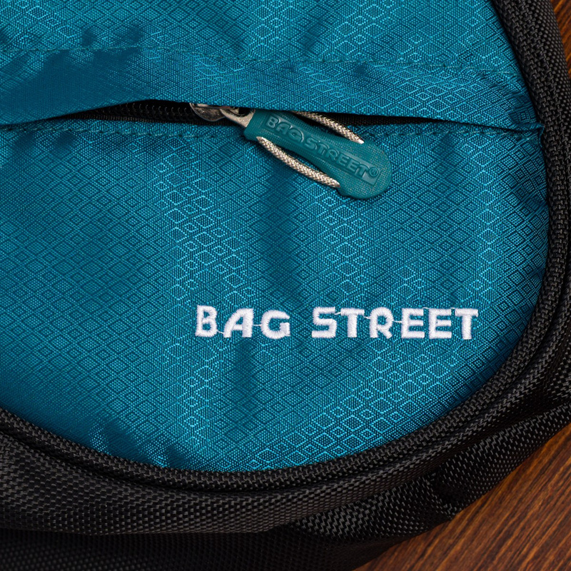 TURKUSOWO-CZARNY PLECAK sportowy MAŁY lekki NA RAMIĘ T18