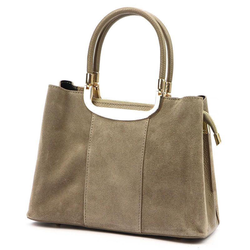 Vera Pelle damski skórzany kuferek torebka do ręki z paskiem i organizerem