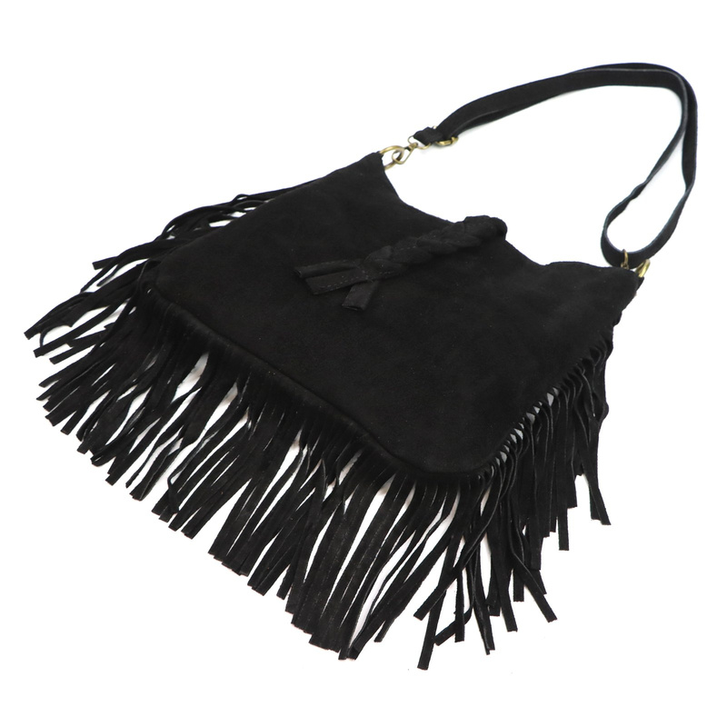 Luka Listonoszka damska skórzana z frędzlami boho torebka na ramię