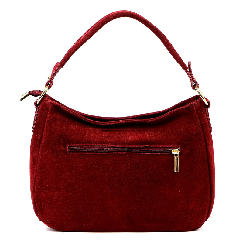 Vera Pelle Torebka Skórzana Damska Listonoszka Na Ramię Zamsz Naturalna