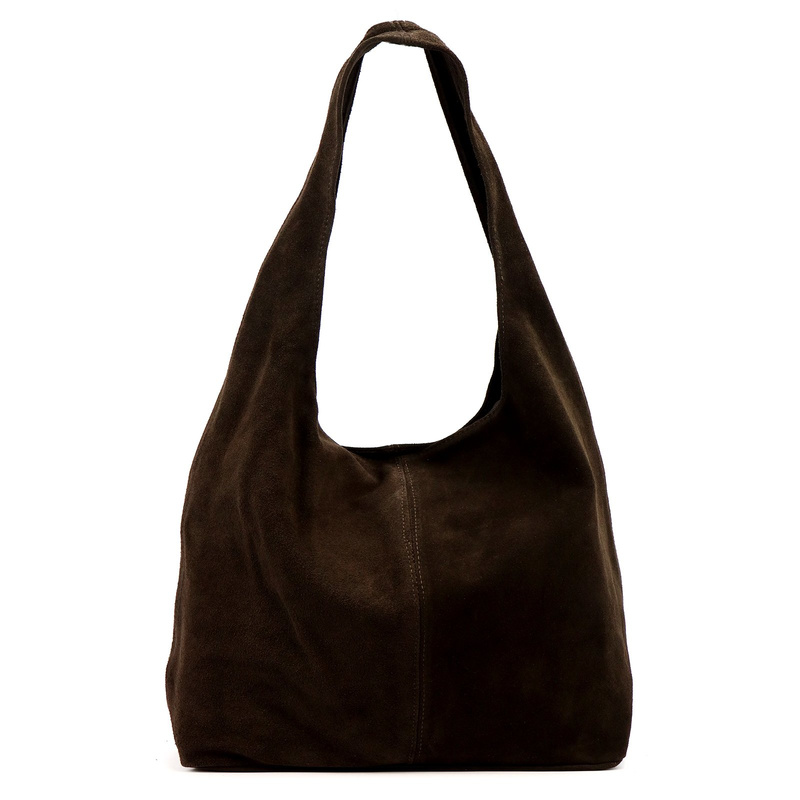 Vera Pelle damska duża torebka na ramię skóra naturalna zamszowa shopperbag