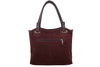 Duża elegancka torebka z naturalnej skóry i zamszu - Bordowa