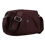 Bordowa, poręczna listonoszka damska z poliestru zawieszona na szerokim pasku - Peterson