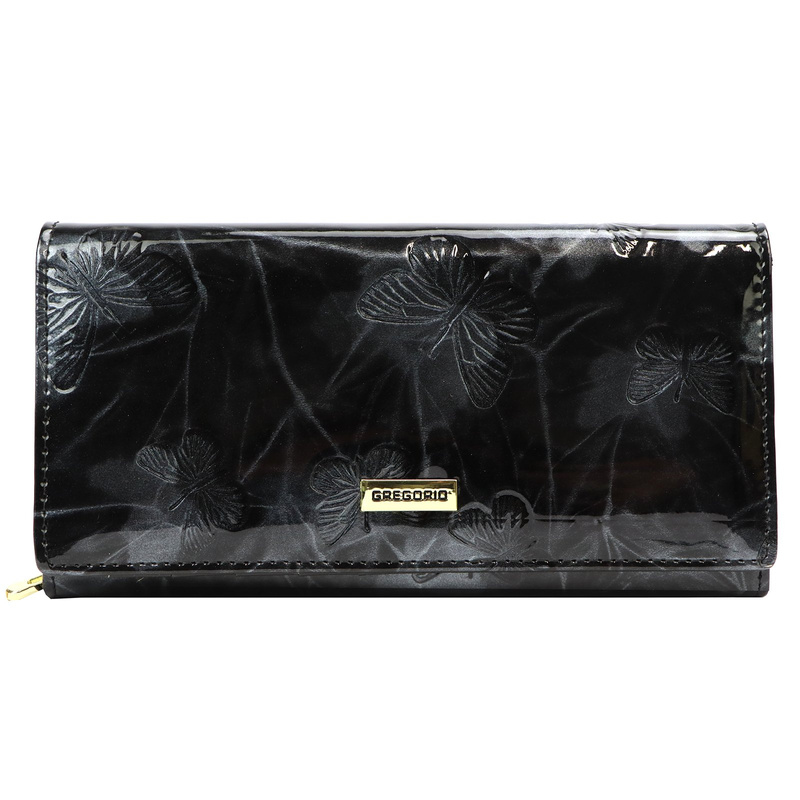 Gregorio damski portfel klasyczny podłużny duża portmonetka lakierowana