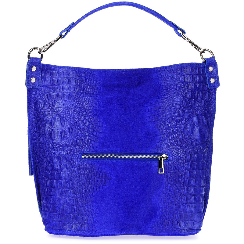 Chabrowa torebka skórzana zamszowa shopper W10