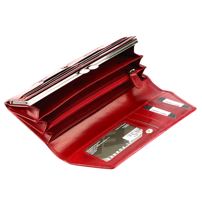 EL FORREST portmonetka skóra naturalna portfel podłużny duży zatrzask RFID