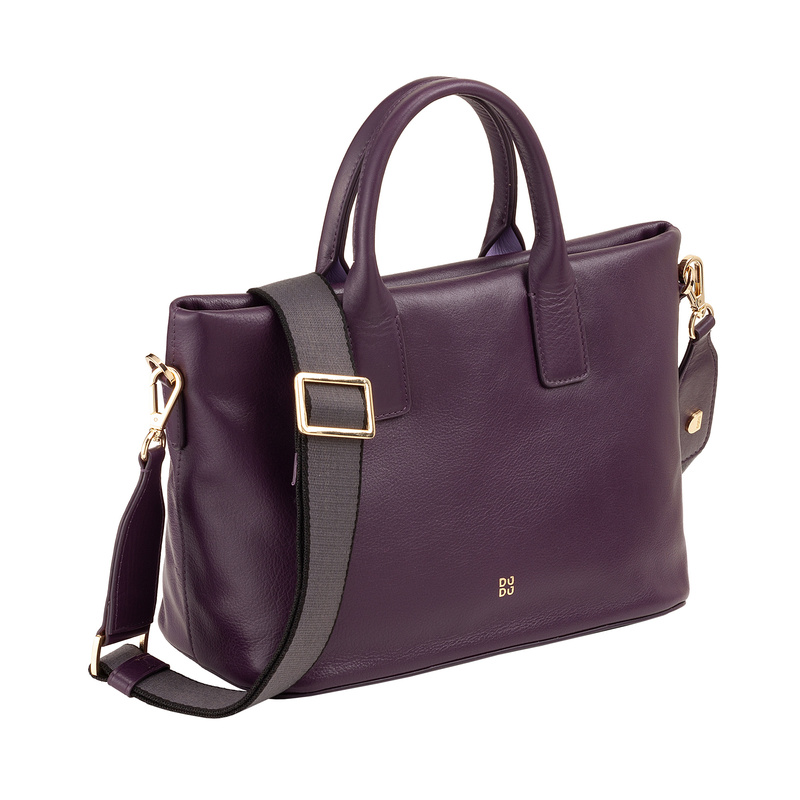 Dudu damski kuferek skóra naturalna torba do ręki z paskiem i kieszenią