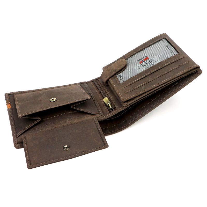 Nordee męski poziomy portfel skóra naturalna kompaktowy i pojemny