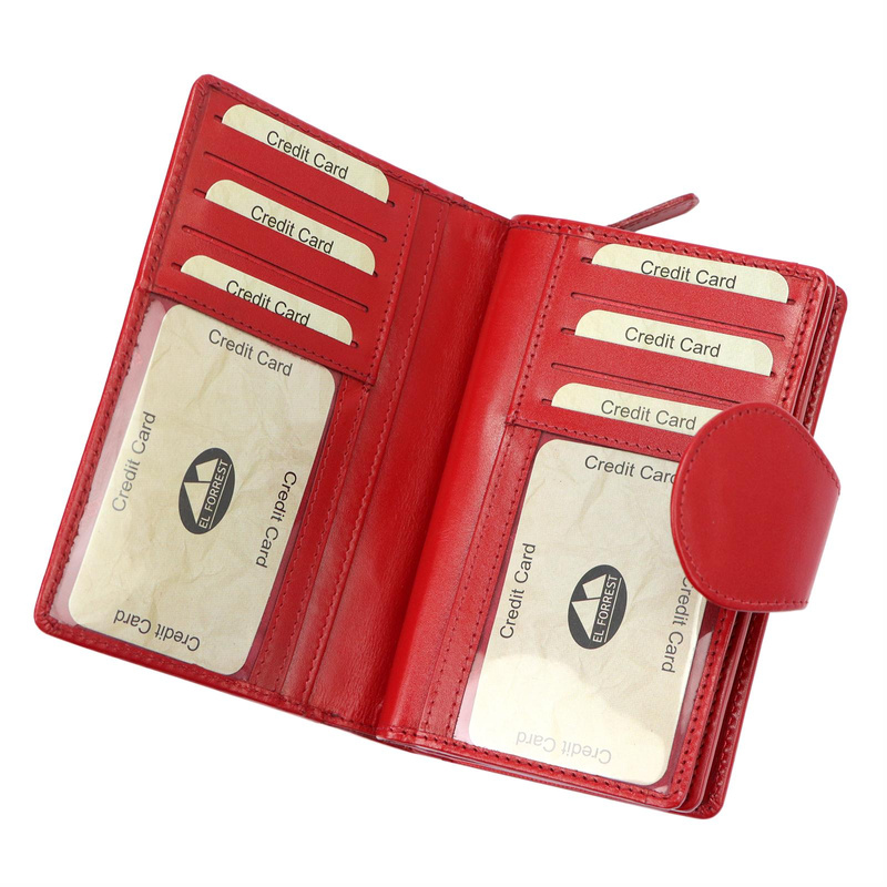 EL FORREST damski portfel skóra naturalna pionowa portmonetka duża zatrzask