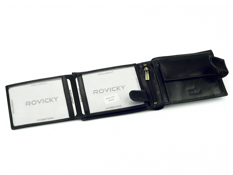 Zapinany Skórzany męski portfel Rovicky z RFID