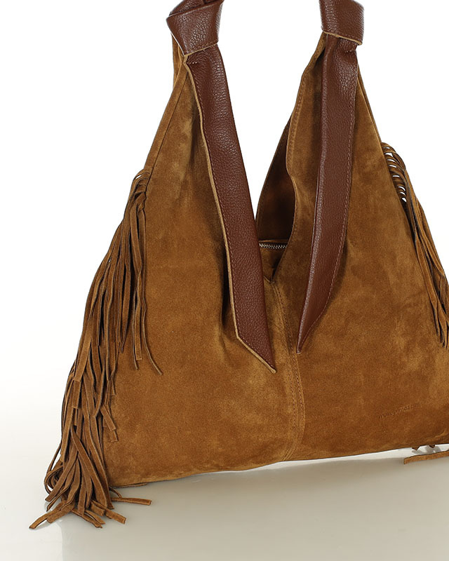 Torebka damska worek hobo bag skóra naturalna - MARCO MAZZINI czarna