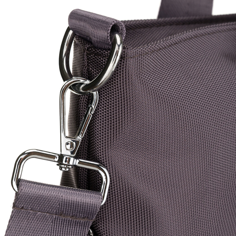 Jednokomorowa shopperka damska z poliestru w szarym kolorze wyposażona w dopinany, regulowany pasek - Peterson