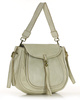 Marco Mazzini Torebka classic saddle bag ze skóry naturalnej na ramie beż taupe