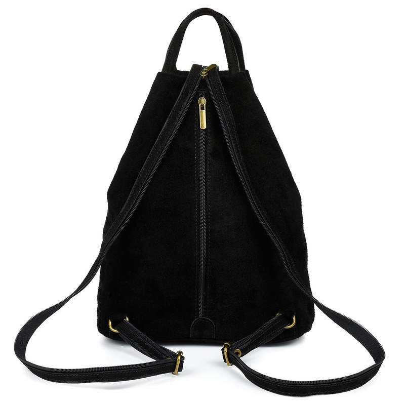 Czarny Vera Pelle włoski Plecak Skórzany damski mały T53