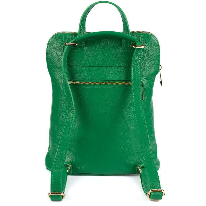 Skórzany plecak damski torba 2w1 elegancki A4 włoski pojemny zielony Vera Pelle S40