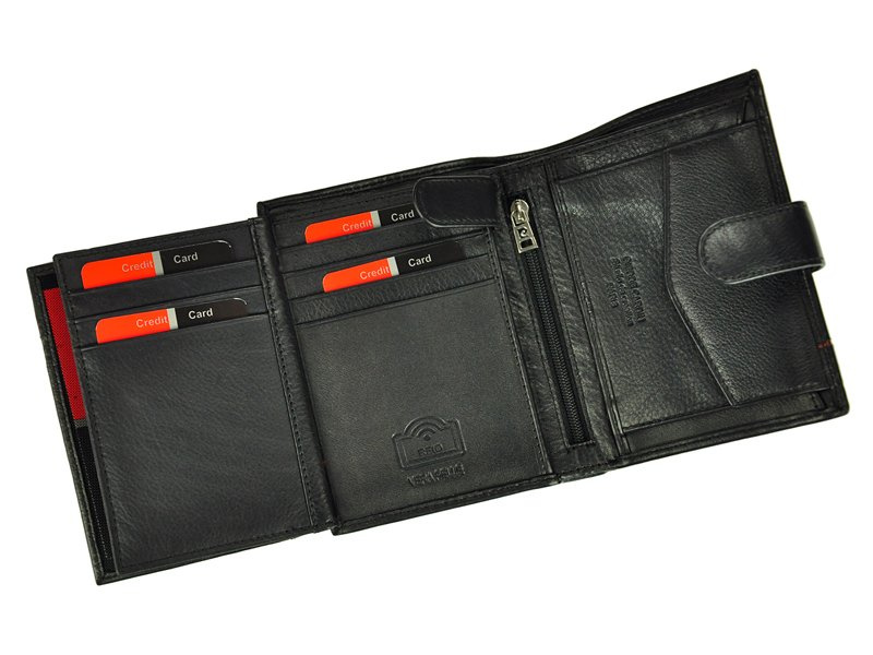 Portfel Skórzany Męski Duży Stylowy Czarny Skóra Naturalna Pierre Cardin